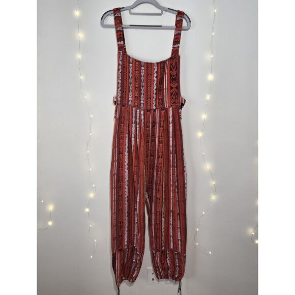 VINTAGE Women's Guatemalan Huipil Tapestry Floral Overalls Jumpsuit M Hippie - Picture 3 of 15